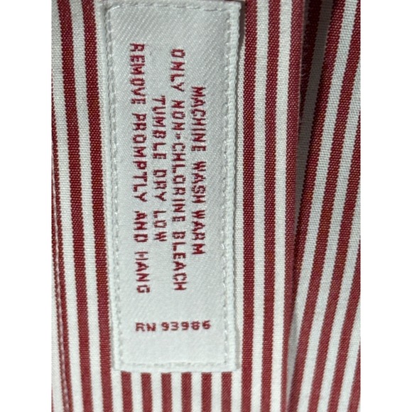 Brooks Brothers 346 Mens 18 6/7 Red White Striped Non-Iron Cotton Dress Shirt - Picture 3 of 11